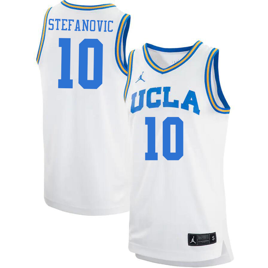 Men #10 Lazar Stefanovic UCLA Bruins College Basketball Jerseys Stitched Sale-White